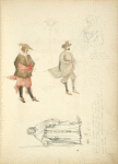 Half length study of a woman,] 1400; [Man in breeches, sash, pointed shoes, stockings, and hat]; [A monk in his habit,] 1400