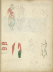 Two knights one with sword, the other with shield,] 1348; [Various sections of armor]; [Knights' garments: including haketoon, surcoat and chain mail]; [Two nights in armor,] 1397; Titian, Padua