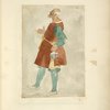 Man in tunic and stockings with purse belted around his waist