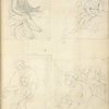 A seated man; Two figures and a sheep; Mother and child; Three figures, half length