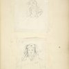 Woman in profile; Figure in hat and neck ornament