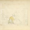 Group of figures, with man, viewed from the back, reclining in foreground