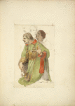 [Man in green tunic with tassels about the neck line, three figures in background,] Ghirlandaio