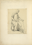 [Capuchin monk in long tunic and hood holding a cane,] 1300