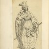 Man with heraldic shield, sword, and purse hanging from belt, wearing fur-trimmed coat and fur hat