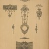 Design for a suite of jewellery to be executed in gilt silver with amethysts, emeralds, pearls and niello.