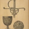 1. Sword of Emperor Charles V. Goldsmith's work with rich enamelling of the 16th century. 2. Cup in Rhinoceros horn mounted with enamelled gold-work. German work of the 16th century and now in the Ambraser collection at Vienna.