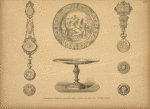 Chatelaines, designs for enamelled ladies' watches and jewel tray. Parisian designs.