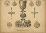 1. Cup designed by Michelangelo Cartani, executed by Aug. Castellani, Rom. Presented by the city of Rome, to Pope Pius IX. 2. 3. Niello by Tissot, Paris. 4-6. Watches by Falize, Paris. 7. Watch. 8. 9. Crosses.