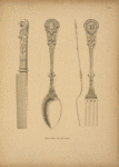 Silver knife, fork and spoon.