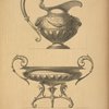 Milk jug and sugar basin in silver.