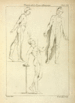 Three standing figures, seen from side and front