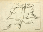 Studies of two figures pushing against a pillar