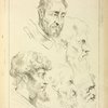 Five studies of men's heads, four in profile