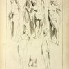 Studies of standing female nudes and a pair of feet