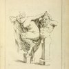 Head and torso of male stayr, and a female satyr