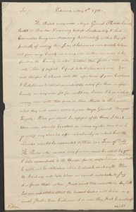 Thomas Jefferson. Autograph letter, signed, to Colonel Archibald Ritchie, May 8, 1781