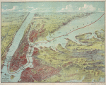 Bird's eye view map of New York and vicinity