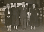 Regina Andrews (far right) and unidentified guest speakers during a Family Night at the Library program at the Washington Heights Branch of The New York Public Library.