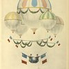 Flotille aérostatique d'Eugène Godard. Dessin aquarellé d'Eugène Godard.