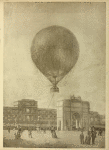 Le grand ballon captif à vapeur de Henri Giffard dans la Cour des Tuileries, en 1878. Tableau à l'huile.