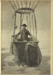 Gaston Tissandier dans sa nacelle. Aquarelle de Maurice Leloir (1887).
