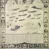 Tableau de la navigation aérienne, publié en Allemagne en 1910, donnant les portraits des principaux pionniers de la navigation aérienne et l'aspect des principales constructions aéronautiques. On remarque notamment les dirigeables de Wolfert, le premier qui ait porté un moteur à pétrole, de Schwartz, entièrement métallliques, les Santos-Dumont, Zeppelin et Lebaudy.
