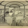 Estampe montrant l'intérieur d'un avion acommercial destiné au transport des voyagers sur la ligne Paris-Londres.