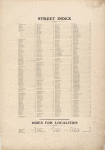 Street Index, Index for Localities. [Front]