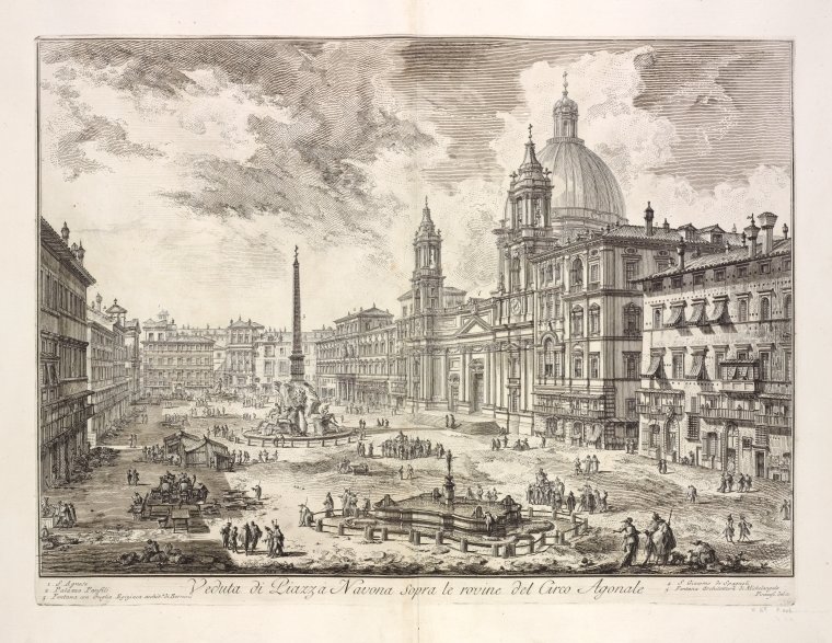 Veduta di Piazza Navona sopra le rovine del Circo Agonale. - NYPL ...