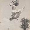Exterior shot of Doris Humphrey leaping