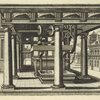 Well house in plaza with double pulleys and troughs