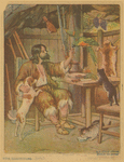 Robinson Crusoe in his cabin with animal friends
