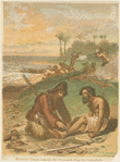 Robinson Crusoe releases the Spaniard from the cannibals.