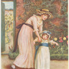 Two girls in a garden.