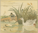 ["But as Froggy was crossing a silvery brook...a lily-white duck came and gobbled him up"]
