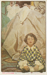 Child seated on floor with eyes closed.