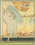 The wolf falls into the pot