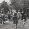 J.D. Cannon and Colleen Dewhurst with children and others in park during production of Taming of the Shrew