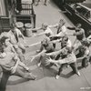 Russ Tamblyn, Tucker Smith, Tony Mordente, David Winters, Eliot Feld, Bert Michaels, David Bean, Anthony "Scooter" Teague and others in scene from West Side Story.