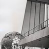 Corner view of Mexican Pavilion and unisphere in the background