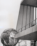 Corner view of Mexican Pavilion and unisphere in the background