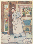 Woman drying her hands.
