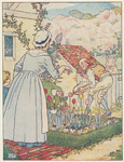 Woman and man in garden.