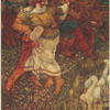 She waved her right hand and swans were swimming in the water.