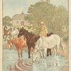 Horses drinking.