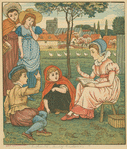 Little Miss Goody Two Shoes teaching the alphabet to children.