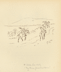 Three jovial huntsmen wave to the children.