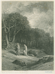 "Vivien and Merlin enter the woods."