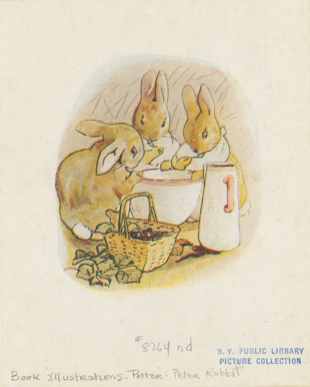 Flopsy, Mopsy, and Cotton-tail had bread and milk and blackberries for ...